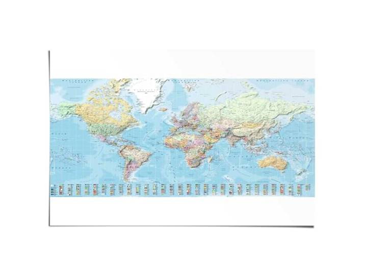 REINDERS Poster, Wereldkaart NL, Home Office, Poster, Wanddeko, Room Decor, Bilderdruckpapier, Blau, 61 x 91,5