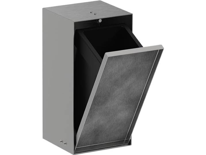 hansgrohe XtraStoris Rock - Einbau Badezimmer Mülleimer mit befliesbarer Tür, eingelassene Wandnische 300x150x140mm, Mülleimer Bad, Abfalleimer Bad, Badezimmer Zubehör, Edelstahl gebürstet, 56063800