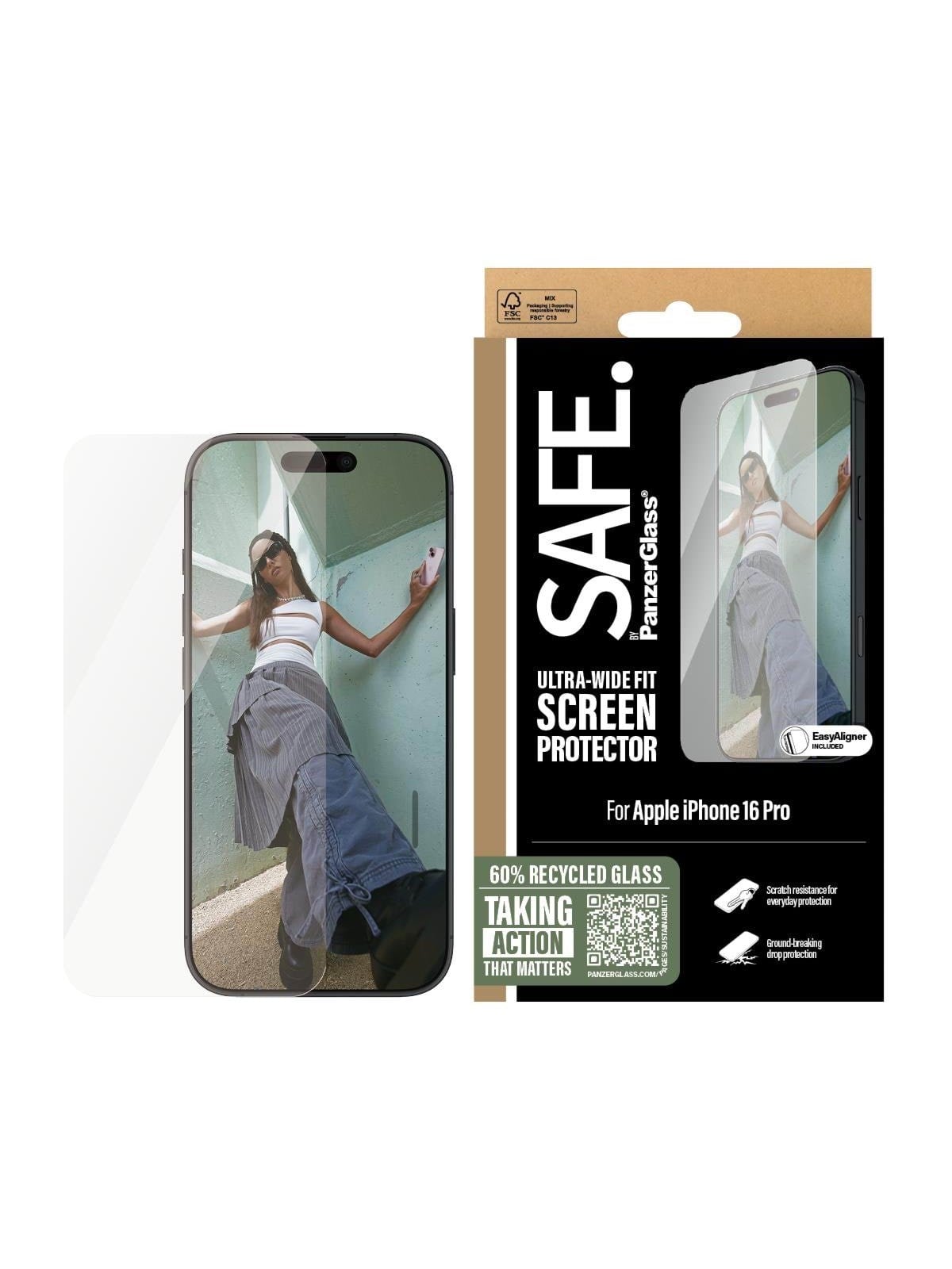 SAFE by PanzerGlass Screen Protector iPhone 16 Pro | Ultra-Wide Fit