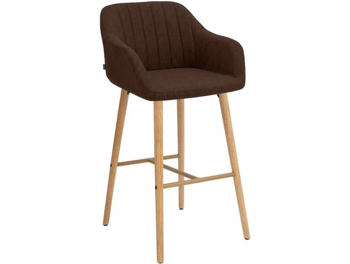 CLP Barhocker Stoff Braun, Holz, 54x105x60 cm, Esszimmer, Barmöbel, Barhocker