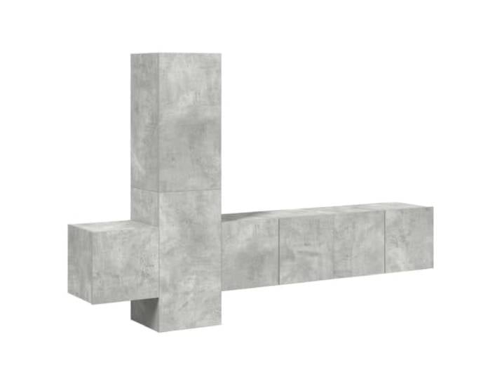 Roanoer 5-TLG. TV-Schrank Wandmontage Set Betongrau aus Holzwerkstoff Flexibles Hängebord-Set fürs Wohnzimmer: Platzsparende Wandmontage, reichlich Stauraum & pflegeleichte Oberfläche.