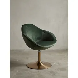 Loungesessel Samt mit Armlehnen, drehbar im modernen Design SIRAN, Grün 70x70x79 cm