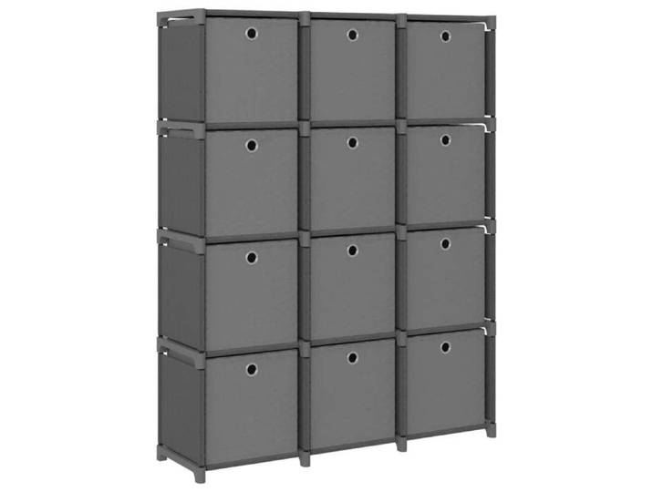 SALE 2025 Bibliothèque Moderne - Meuble Étagère à 12 cubes avec boîtes Gris 103x30x141 cm Tissu 9 Kg 4710
