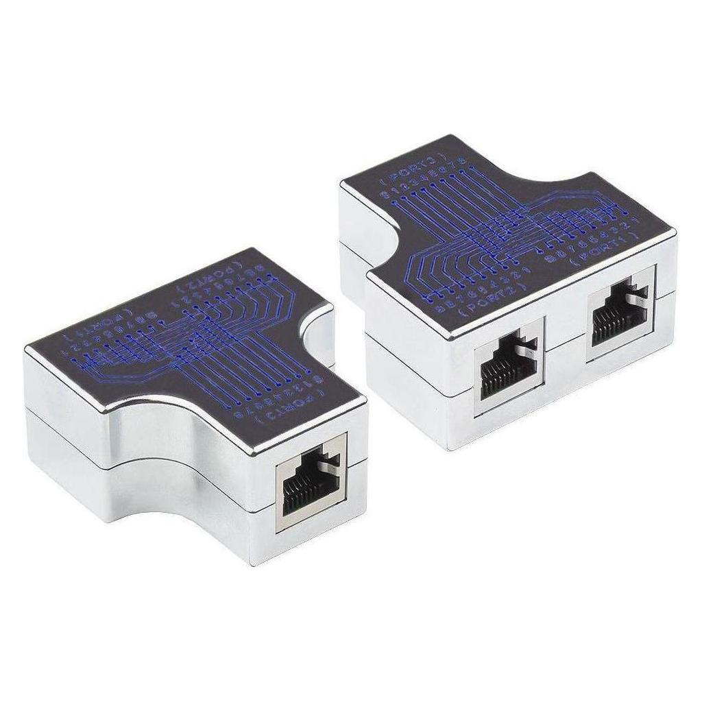 Varia Modular T-Adapter, 1x RJ45-Buchse an 2x RJ45-Buchse, Belegung 1:1 (RJ45 (1x), RJ45 (2x)) (SO-38231)