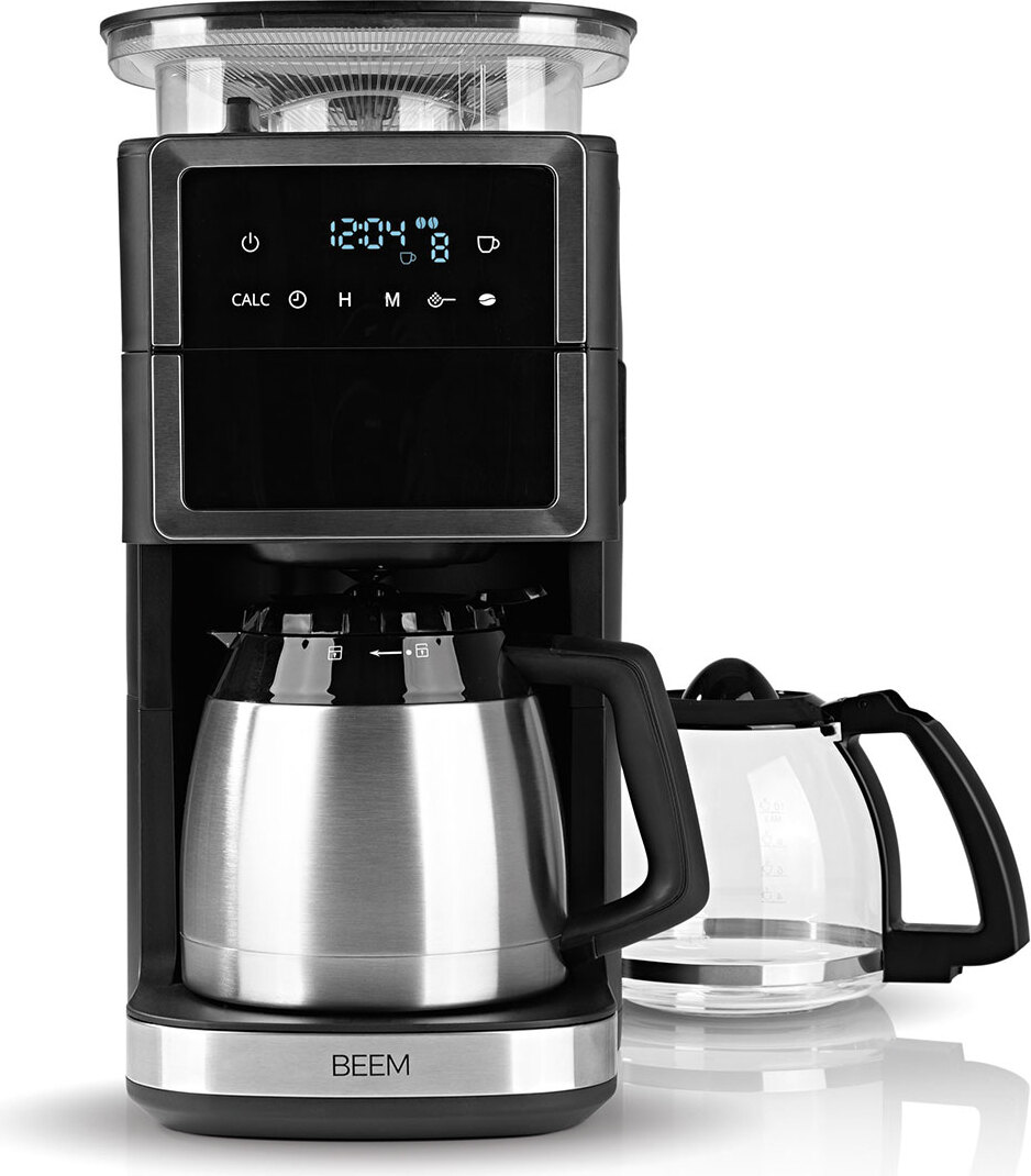 BEEM 04260, Filterkaffeemaschine, Kaffeebohnen, Eingebautes Mahlwerk, 1000 W, Schwarz, Silber