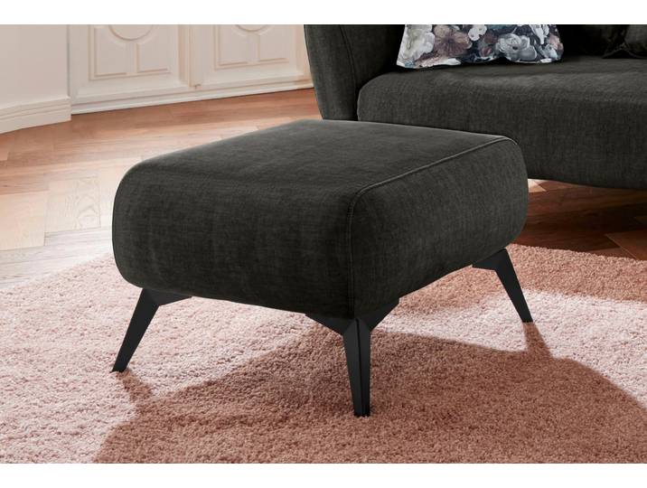 Polsterhocker HOME AFFAIRE Baggio, modern , grau (anthrazit), B:63cm H:45cm T:63cm, Hocker, Polsterhocker, schwarze Metallfüsse