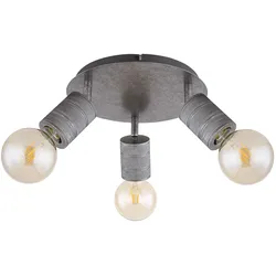 Deckenlampe Wohnzimmerleuchte Esszimmerlampe Deckenstrahler Spotleuchte, Metall Aliminium Silber, 3 Flammig, H 16 cm