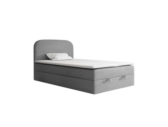 Deine Möbel 24 Boxbett Cloud 120/200 in Boucle Grau H3, Holz, H3, 120x200 cm, Schlafzimmer, Betten, Boxspringbetten