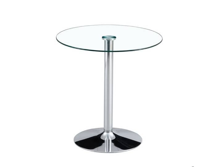 Set table de bar – table haute ronde en verre 89 cm avec 2 tabourets réglables pivotants – argenté transparent