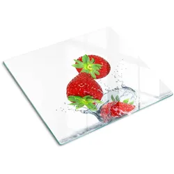 GLASPLATTE 60x52 cm Fallende Erdbeeren