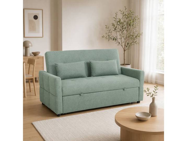 HOMCOM Canapé Convertible 2 Places 160cm Clic Clac Vert