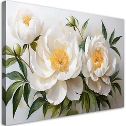 WANDBILD weiß blühende pfingstrosenblüten