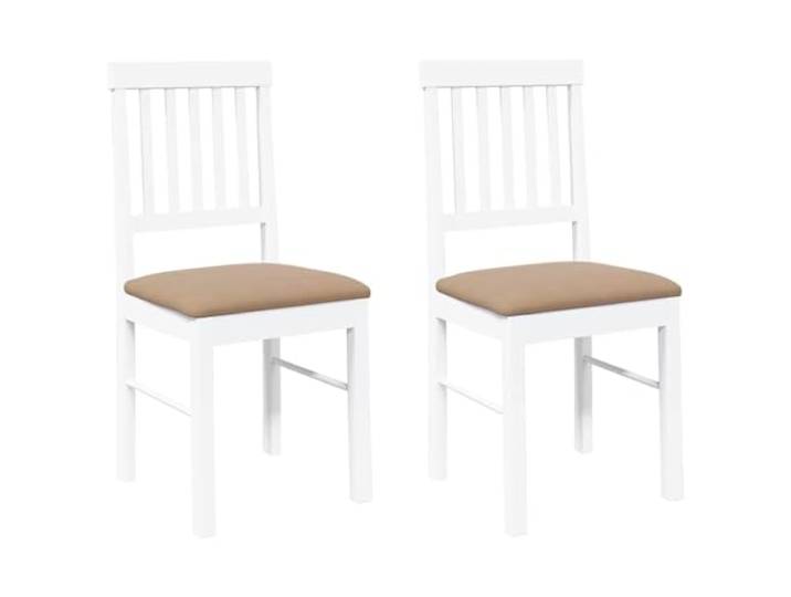 KLGBNCVE Esszimmerstühle mit Kissen 2 STK. Weiß Massivholz Gummibaum Ergonomisches Design, Gummibaum-Massivholz, stoßfest, langlebig, inkl. Kissen, Rückenlehne