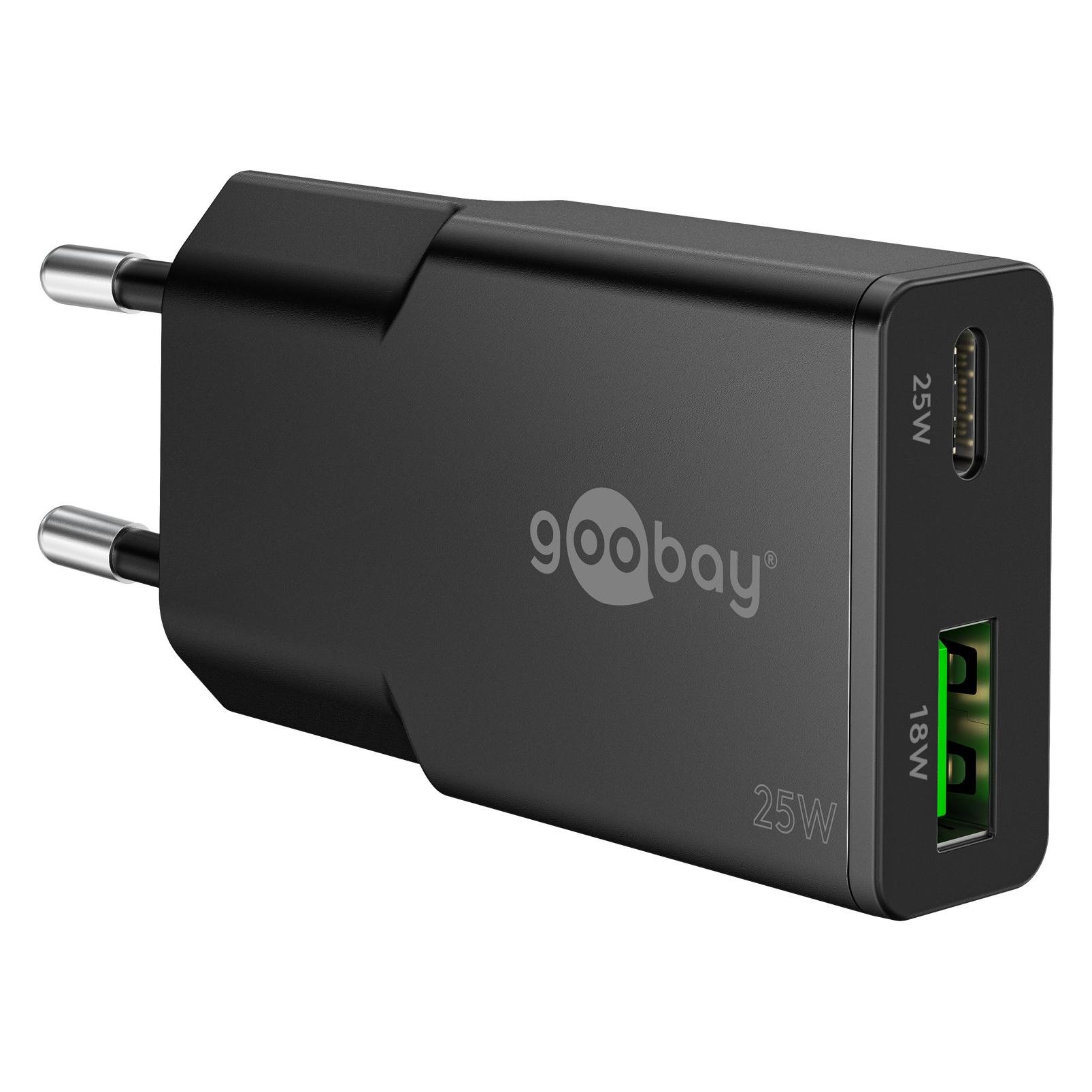 Goobay USB-C PD GaN Dual-Schnellladegerät Slim 25 W (25 W, 2 Ports) (75733)