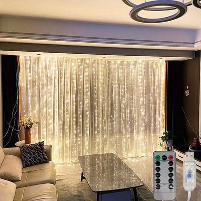 Uplift Picks USB Holiday LED Curtain Lights With Remote And 8 Modes warm usb 3mx2m 200 Led