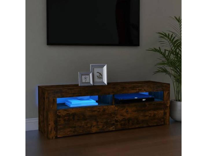 Meuble TV avec Lumières LED Armoire Basse Centre de Divertissement Armoire Média Salon Salle de Séjour Intérieur 815687