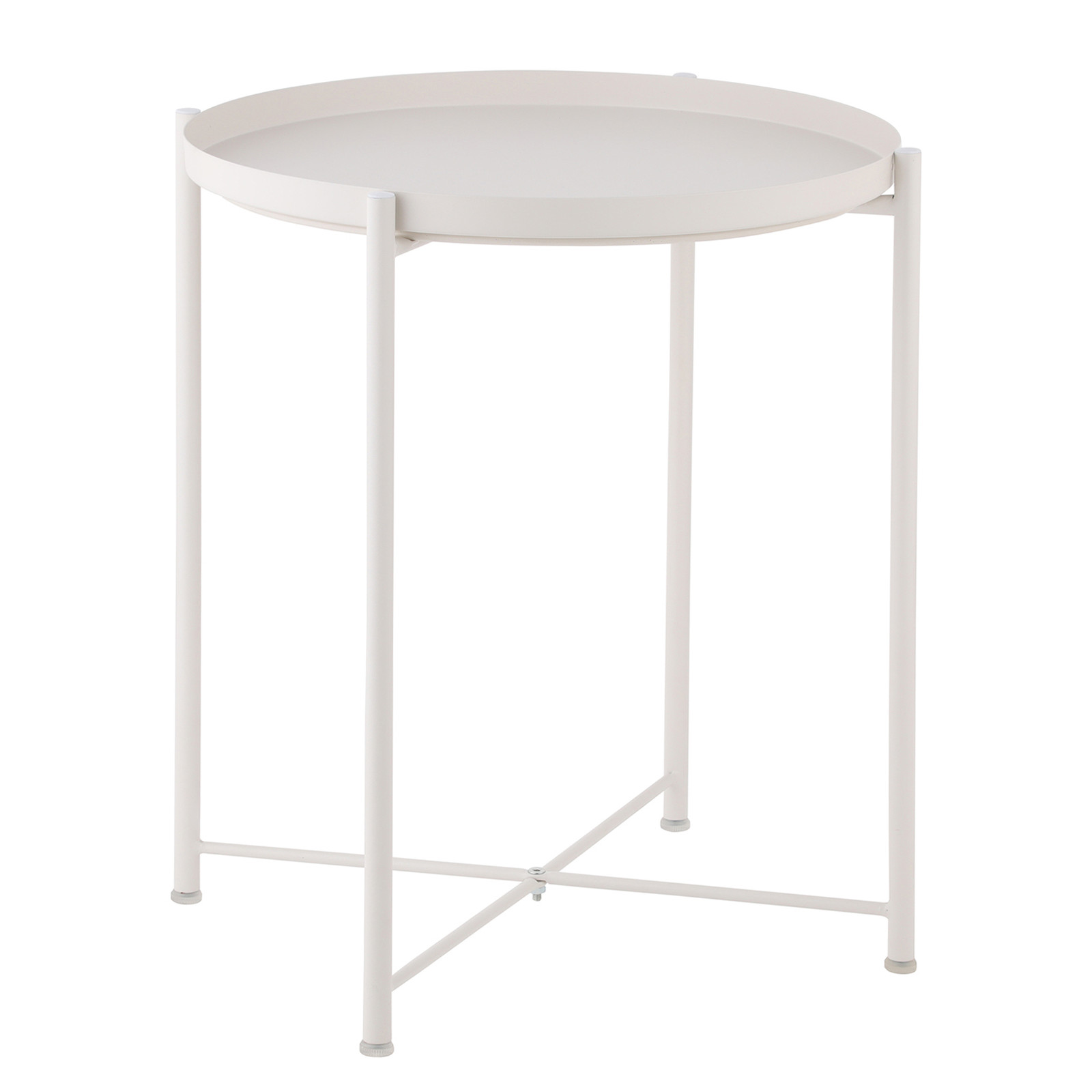 home24 Bijzettafel Amicus, ronde metalen bijzettafel, wit, Ø 45 cm