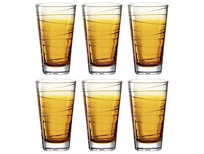 Leonardo Vario Struttura Trink-Gläser 6er Set, spülmaschinenfeste Longdrink-Gläser, bunte Trink-Becher aus Glas, orange, 280 ml, 026835