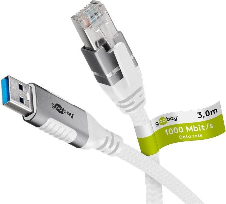 Goobay 74160 Ethernet-kabel USB-A 3.0 naar RJ45, 3 meter, wit