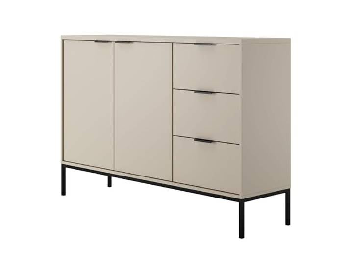 Home Collective Kommode mit 3 Schubladen und 2 Schränken, modernes Sideboard, Stahlrahmen Kaschmir/Schwarz