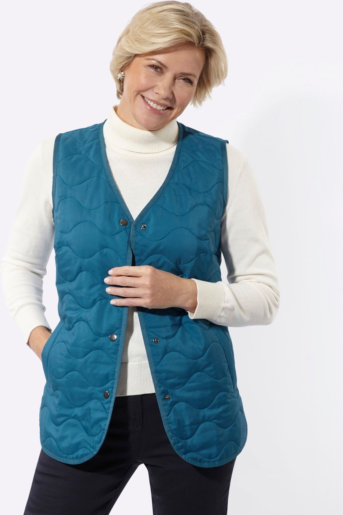 Steppweste CLASSIC BASICS, Damen, Gr. 38, topas, 100% Polyester, unifarben, Westen Steppweste topas 38