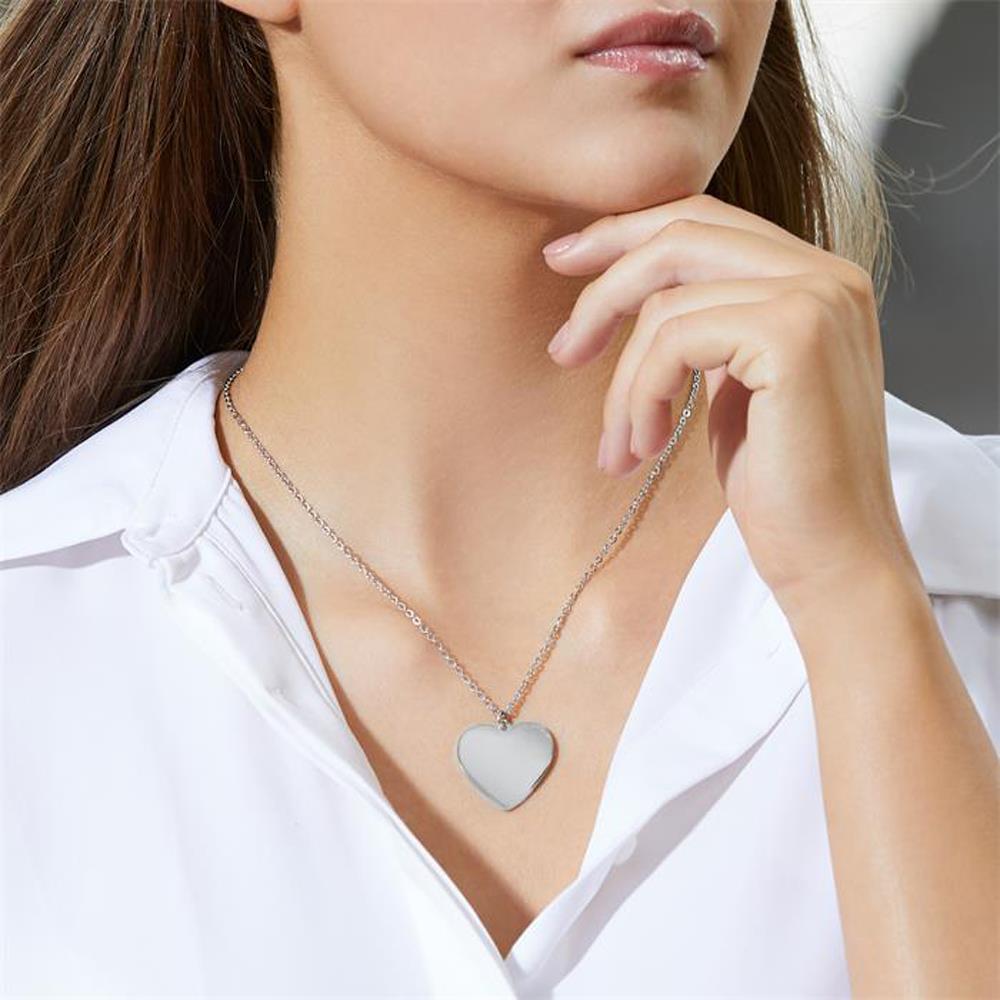 Unique Herzkette aus Edelstahl silber