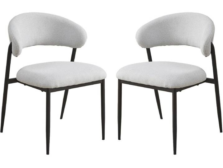 Lot de 2 chaises de salle à manger en tissu et métal Edena - Gris clair