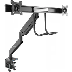 StarTech ARMSLIMDUAL2USB3 Monitorhalterung (dual Monitor, Synchronisierte Höhenverstellun (Tisch, 32", 16 kg), Monitor Halterung, Schwarz