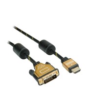 ROLINE Gold Videokabel Dual Link HDMI / DVI DVI-D M bis M 7.5 m abgeschirmt Schwarz 4K Unterstützung (11.04.5894)