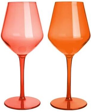 Inspired Finds MICHLEY Unbreakable Tritan Plastic Wine Glass Set Reusable Luxury Glassware For Parties, Outdoor Dining & Everyday Use 2pcs Orange Red