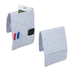 Relaxdays 2er Set Betttasche mit 5 Fächer Grau