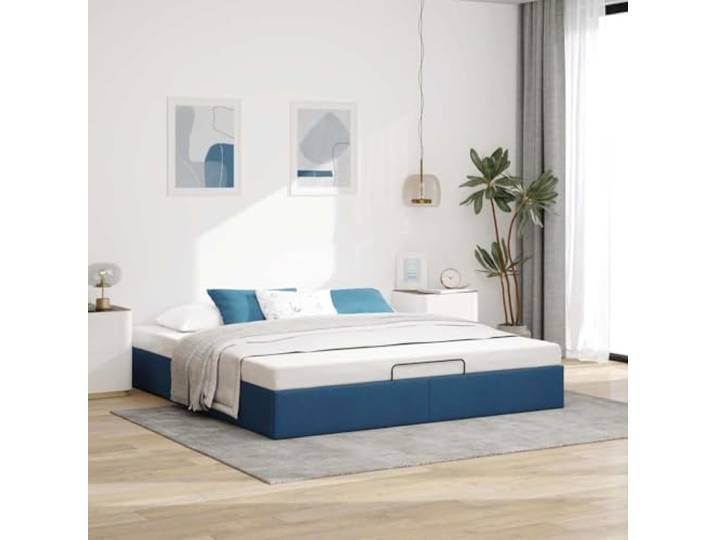 KTHLBRH Bett mit Stauraum, 180 x 200 cm, Blau Hydraulisches Heben, Lattenrost, weicher Stoff, Aufbewahrung unter dem Bett