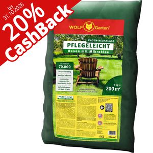 Wolf-Garten Rasensamen L-MI 200 Rasen mit Mikroklee, 20% Cashback, 5 kg für bis zu 200 m², Neuanlage,schnellkeimend