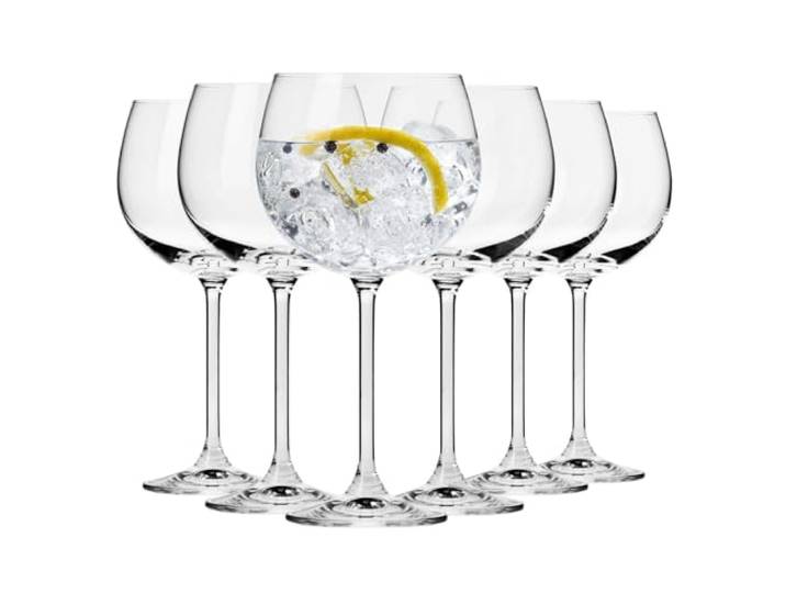 Krosno Gin Gläser 6er Set, 480 ml, Venezia Kollektion Cocktailgläser, Aperol Spritz, bleifreie Kristallgläser, spülmaschinenfest
