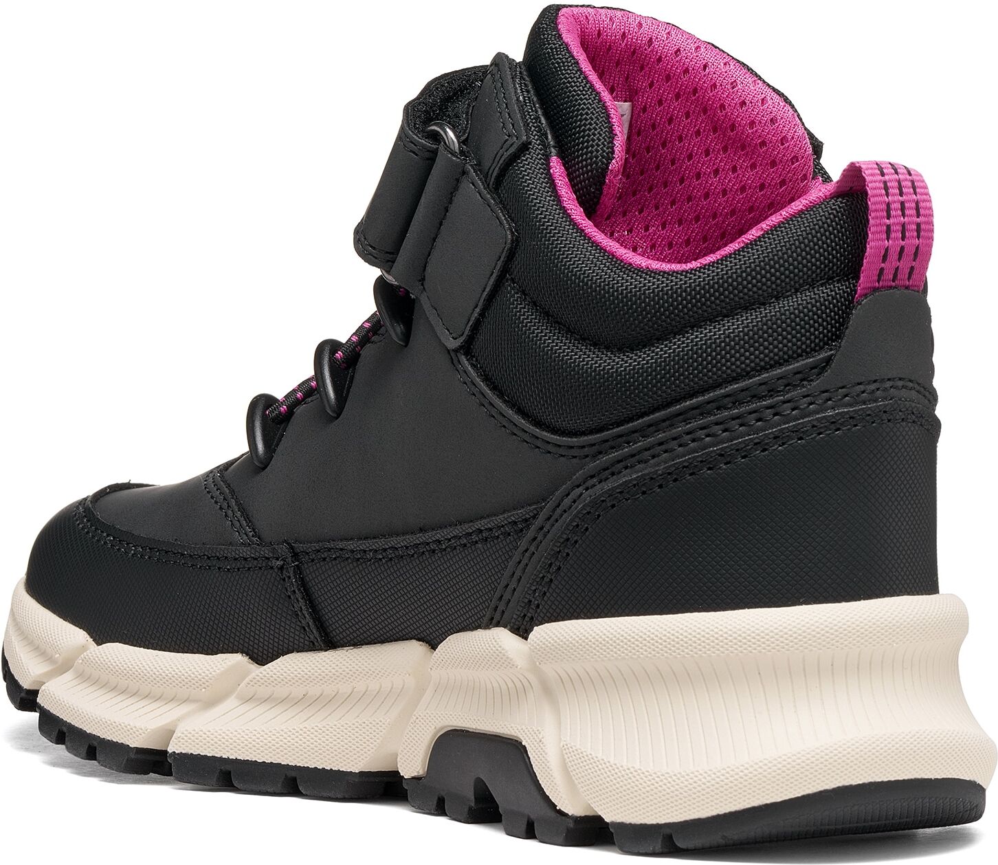 Sneaker GEOX "J FLEXYPER PLUS GIRL", Mädchen, Gr. 30, Synthetik Textil, schwarz, pink, Synthetik, Textil, Schuhe Sneaker, Sneaker für kältere Tage, Herbstboots, Größenschablone zum Download