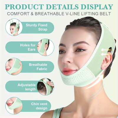 Rare Purchases Reusable V Face Lift Bandage, Double Chin Reducer With Soft, Adjustable, Breathable Fabric For Anti Sagging, Sleep pink