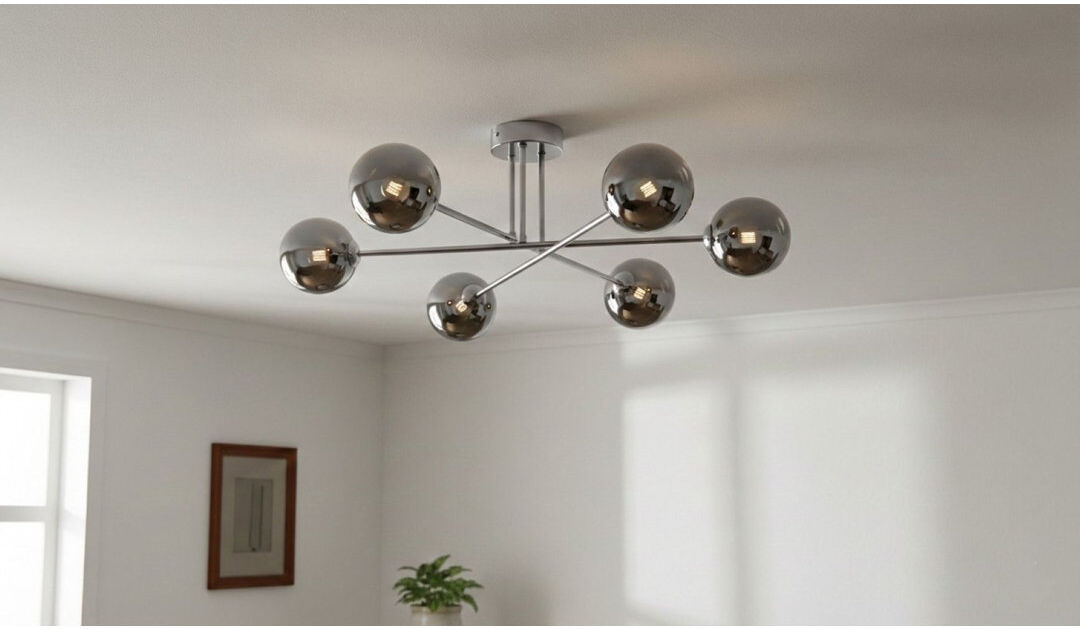 Firstlight Glass Flush Mount Chrome/Smoked 25.5cm H X 63.5cm W X 63.5cm D