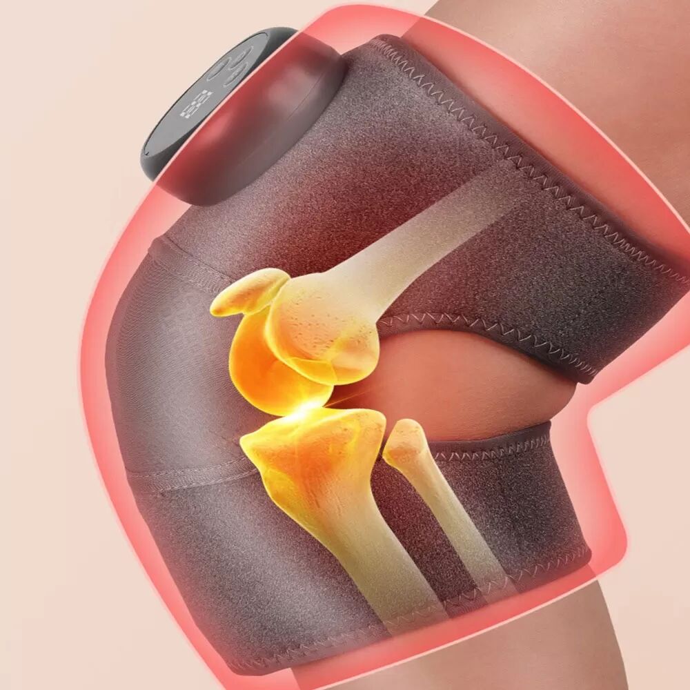 INF Masseur de Genou Chauffant Électrique avec Vibration, 5 Niveaux de Chaleur & 3 Modes de Massage - Rechargeable USB