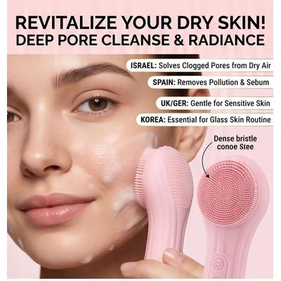 Inspired Finds Rechargeable Sonic Silicone Facial Cleansing Brush With Heat pink