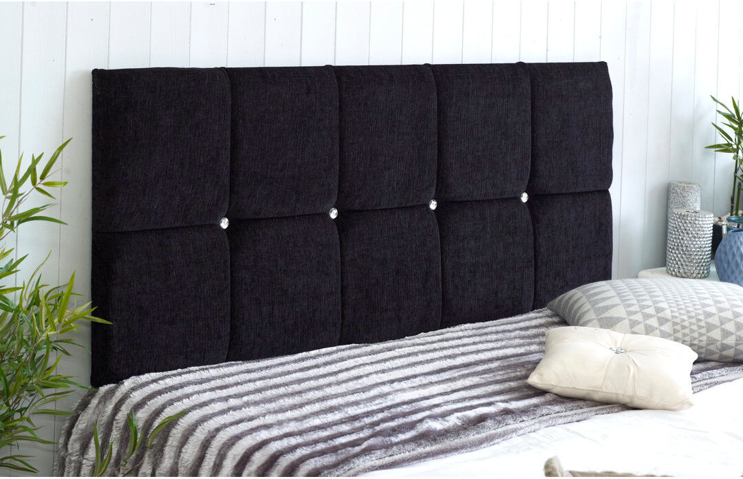 Etta Avenue Bria Upholstered Chenille Headboard Black Single (3')
