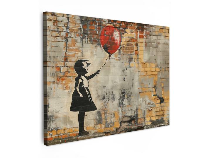 LEINWANDBILD Graffiti - Banksy - Mädchen - Straßenkunst Wandbilder 80x60 cm