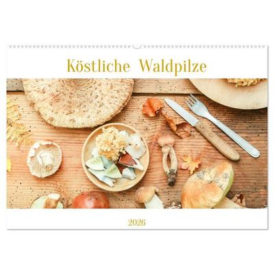 Köstliche Waldpilze (Wandkalender 2026 DIN A2 quer), CALVENDO Monatskalender
