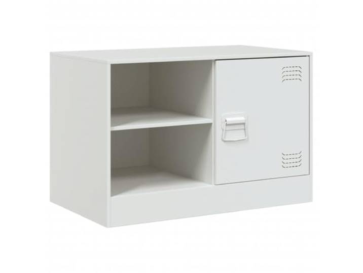 LMTYOENFG TV-Schrank Weiß 67x39x44 cm Lowboard Fernsehtisch Stahl Stabiles TV-Board aus kaltgewalztem Stahl für Wohnzimmer und Schlafzimmer mit Tür, Metallgriff und zwei Ablagen.