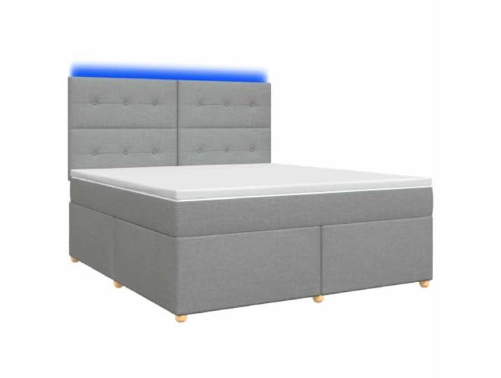 RJPLMFV Boxspringbett mit Matratze, Stoff, Grau, 140 x 190 cm Verstellbares Kopfteil, USB-LED-Beleuchtung, mittlere Festigkeit, waschbare Bezüge