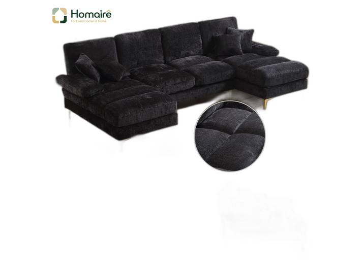 Sofa Mit Modulen Schwarz Aus Polyester 272 X 136 X 88 Cm Homaire