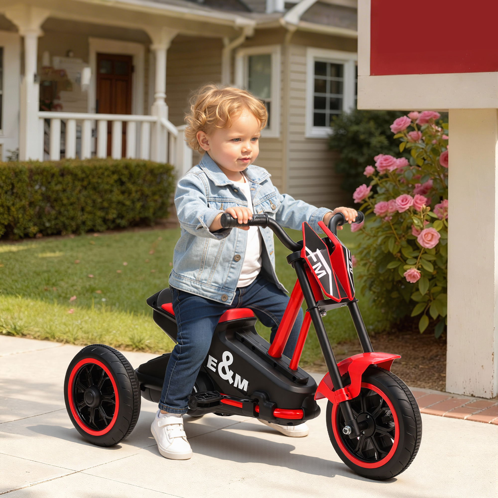 Aiyaplay Triciclo per Bambini 18 a 36 Mesi, Bicicletta d'Equilibrio con 3 Ruote e Pedale, per Interno ed Esterno, 79x44x47 cm, Rosso   Aosom Italy
