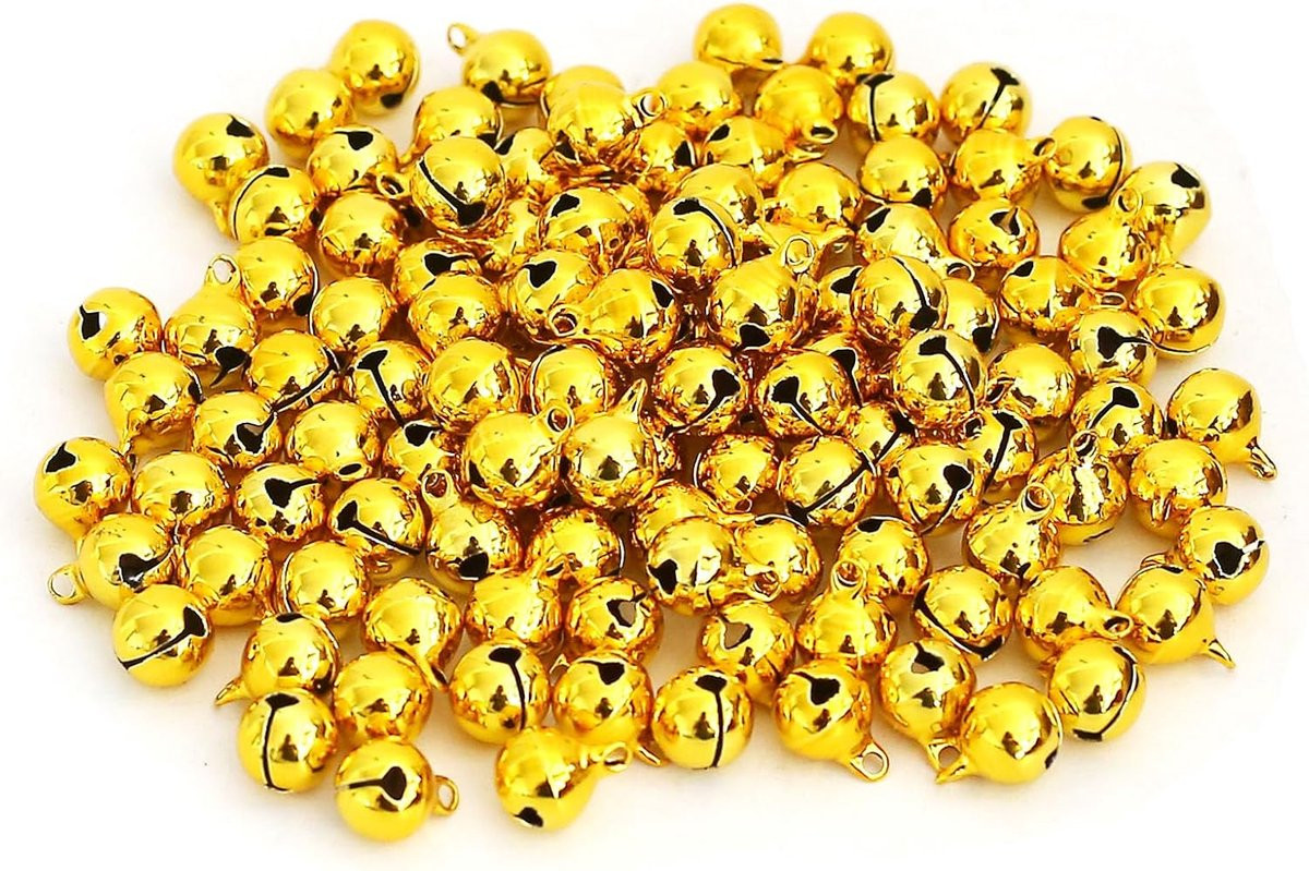 120 Gouden klokjes met klem voor sieraden, cadeauverpakkingen en kerstversiering