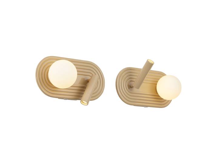 Lot de 2 Appliques Murales Rétro Taupe avec LED à Intensité