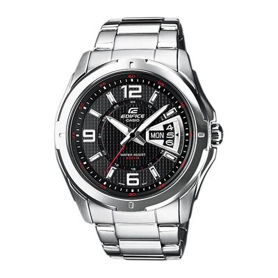 Quarzuhr CASIO EDIFICE, schwarz (silberfarben, schwarz, schwarz), Armbanduhren, Herren, silberfarben, Quarzuhr, Armbanduhr, Herrenuhr, bis 10 bar wasserdicht, Datum, Wochentag