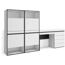 SKRAUT HOME Schuhschrank, Platzsparender Schrank, 247x35x145 cm, Schlafzimmer, Kommode, Frisiertisch, Moderner Stil, Weiß _ 459_38